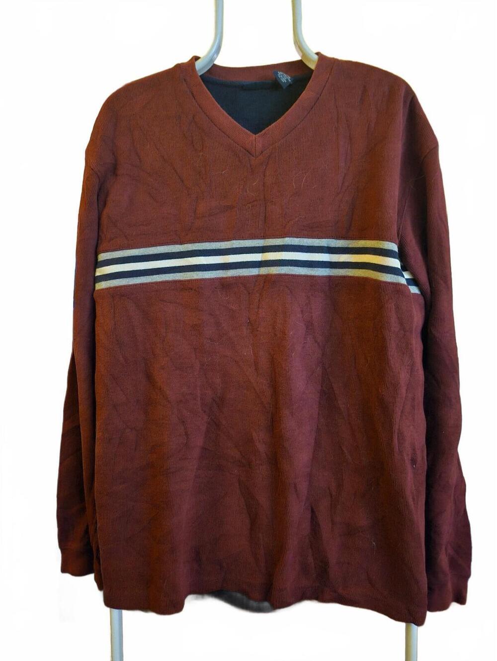 VTG Cherokee Men's Y2K Stripe Red Pullover Sweater Size L - EUC